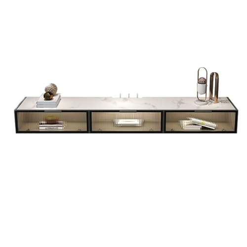 TV-Ständer Luxuriöser schwebender TV-Ständer mit Schieferplatte und herunterklappbaren Glastüren. Schwebendes Regal for unter dem Fernseher. An der Wand montierte Medienkonsole. Entertainment-Center. TV-Ständer Luxuriöser schwebender TV-Ständer mit Schieferplatte und herunterklappbaren Glastüren. Schwebendes Regal for unter dem Fernseher. An der Wand montierte Medienkonsole. Entertainment-Center. von XPSHP25112