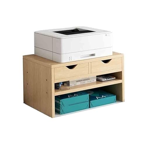 XPSHP25112 Druckerständer Holzständer Multifunktions-Desktop-Kleindruckerständer Mehrschichtig mit Schubladenständer for das Büro für den Schreibtisch(Natural) von XPSHP25112