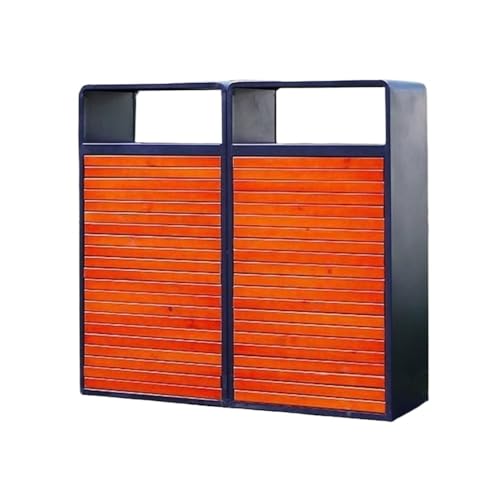 XPSHP25112 Garten Terrasse Park Veranda Doppelter Mülleimer aus Holzimitat for den Außenbereich, kommerzieller Metallabfallbehälter von XPSHP25112