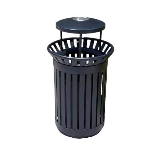 XPSHP25112 Garten Terrasse Park Veranda Durchbrochener Mülleimer for den Außenbereich mit großem Fassungsvermögen und Aschenbecher, Metall-Mülleimer, 50 l(Schwarz) von XPSHP25112