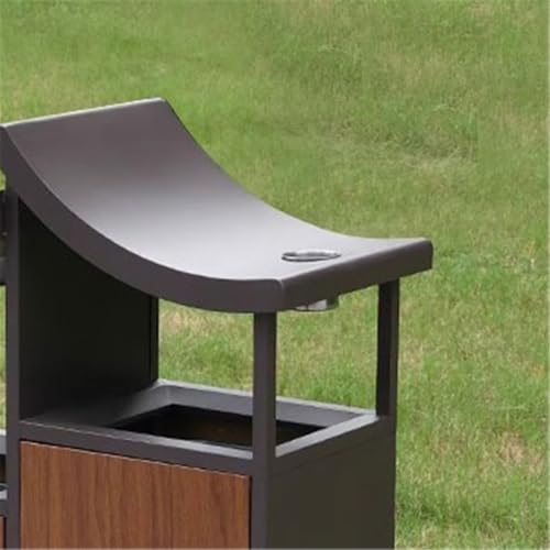 XPSHP25112 Garten Terrasse Park Veranda Klassifizierter Mülleimer aus Holzimitat for den Außenbereich, malerischer Ort, Metallabfallbehälter von XPSHP25112