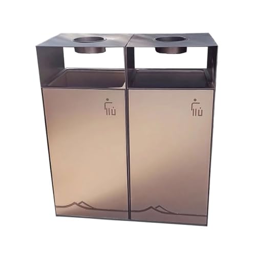 XPSHP25112 Garten Terrasse Park Veranda Moderner kommerzieller Mülleimer for den Außenbereich, Doppelbox, Metallabfallbehälter mit Aschenbecher von XPSHP25112