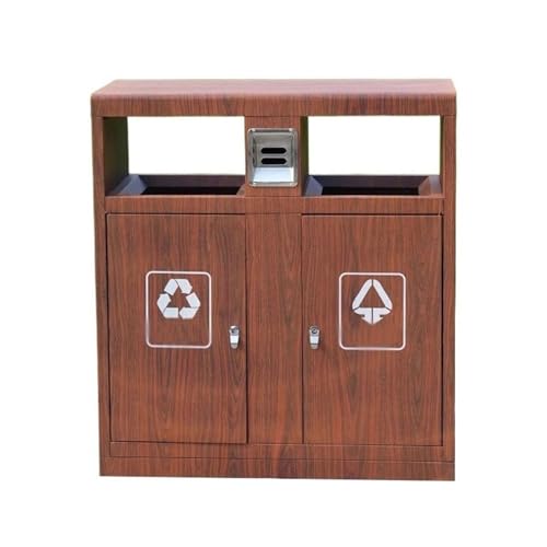 XPSHP25112 Garten Terrasse Park Veranda Mülleimer aus Holzimitat for den Außenbereich, Doppelbox, Metall-Mülleimer for gewerbliche öffentliche Plätze von XPSHP25112