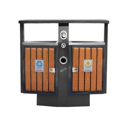 XPSHP25112 Garten Terrasse Park Veranda Mülleimer aus Metall und Kunststoffstreifen for den Außenbereich, Retro-Mülleimer for öffentliche Bereiche, Doppelbox von XPSHP25112