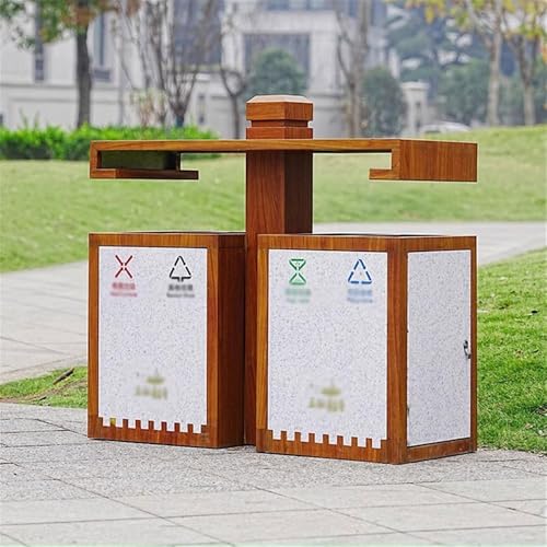 XPSHP25112 Garten Terrasse Park Veranda Mülleimer for den Außenbereich, Holzimitat, Metall, Abfalleimer kommerzielle, malerische öffentliche Bereiche von XPSHP25112