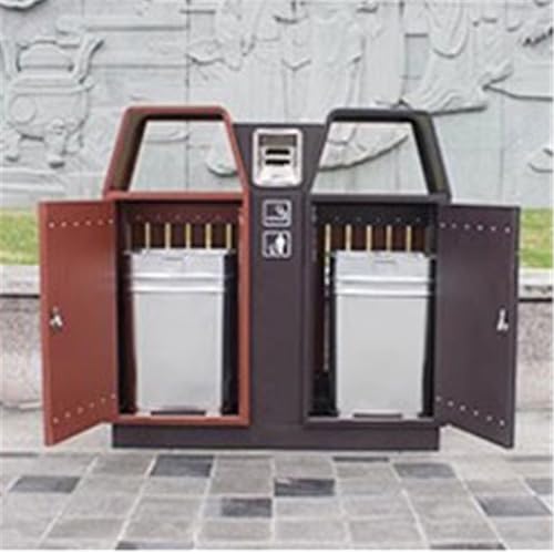 XPSHP25112 Garten Terrasse Park Veranda Mülleimer mit zwei Fächern for den Außenbereich, gewerblicher aus verzinktem Stahlmetall von XPSHP25112