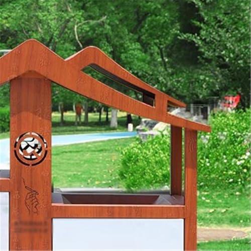 XPSHP25112 Garten Terrasse Park Veranda Retro-Dach-Stil Mülleimer Outdoor Scenic Spot Doppelbox Metall Abfalleimer von XPSHP25112