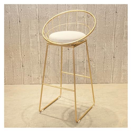 XPSHP25112 Hoher Küchensitz Barhocker, Eisen, Gold, hoher Hocker, Hohle Rückenlehne, Freizeit, Haushalt, Esszimmerstuhl, Barstuhl(Golden,65cm) von XPSHP25112