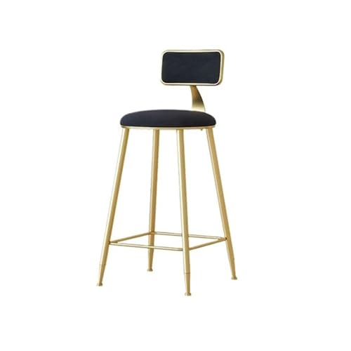 XPSHP25112 Hoher Küchensitz Barhocker aus Eisen mit Samtsitzfläche, for Restaurant, Bar, Freizeit, Hochstuhl, Schwarz, Rückenlehne(Mittel) von XPSHP25112