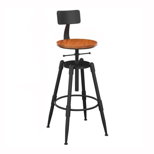 XPSHP25112 Hoher Küchensitz Barhocker aus Holz mit Rückenlehne, drehbar, for Bar, Restaurant, Lift, Hochstuhl, Eisenstuhlfüße von XPSHP25112