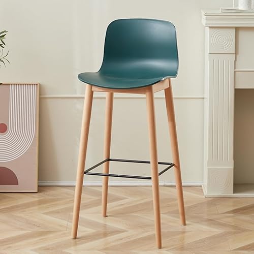 XPSHP25112 Hoher Küchensitz Barhocker aus massivem Holz, Rückenlehne, Bar, Verhandlung, Empfang, verdickter Hochhocker, hoher Barstuhl(Green) von XPSHP25112