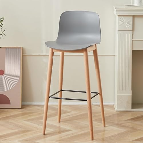 XPSHP25112 Hoher Küchensitz Barhocker aus massivem Holz, Rückenlehne, Bar, Verhandlung, Empfang, verdickter Hochhocker, hoher Barstuhl(Grijs) von XPSHP25112