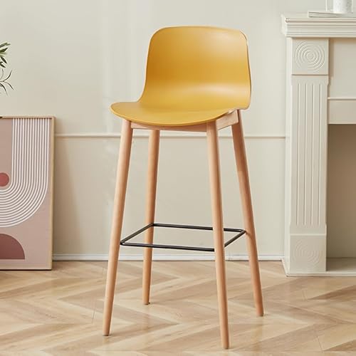XPSHP25112 Hoher Küchensitz Barhocker aus massivem Holz, Rückenlehne, Bar, Verhandlung, Empfang, verdickter Hochhocker, hoher Barstuhl(Yellow) von XPSHP25112