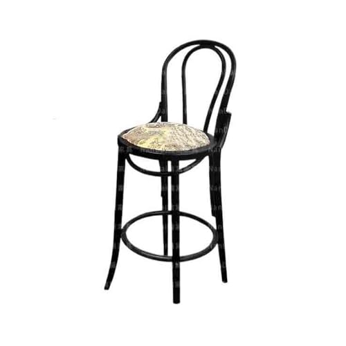 XPSHP25112 Hoher Küchensitz Barhocker im rustikalen Stil, Vintage-Stil, Massivholz, hoher Hocker, Inseltisch, skandinavischer Stuhl mit Rückenlehne for den Heimgebrauch(Schwarz) von XPSHP25112
