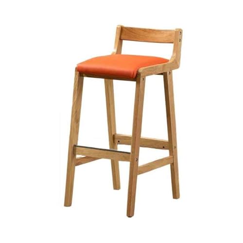 XPSHP25112 Hoher Küchensitz Restaurant Hochhocker Haushaltsstuhl Massivholz Barhocker Leichter Luxus Retro Moderner einfacher Barstuhl(Orange) von XPSHP25112