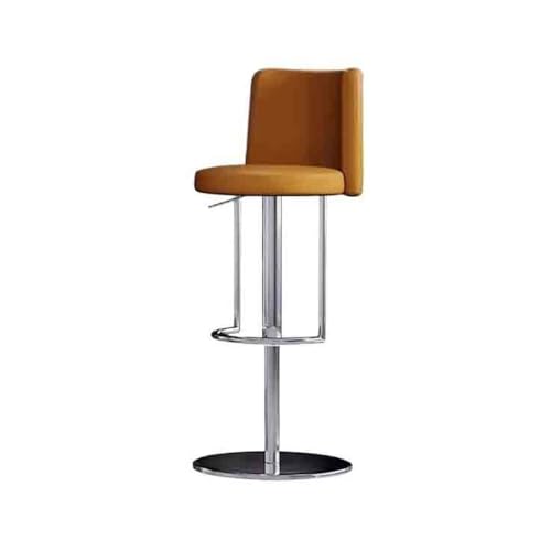 XPSHP25112 Hoher Küchensitz Skandinavischer Leichter Luxus-Barstuhl mit Rückenlehne, moderner, einfacher Lift-Kassiererstuhl, drehbarer Barstuhl hohem Hocker(Orange) von XPSHP25112