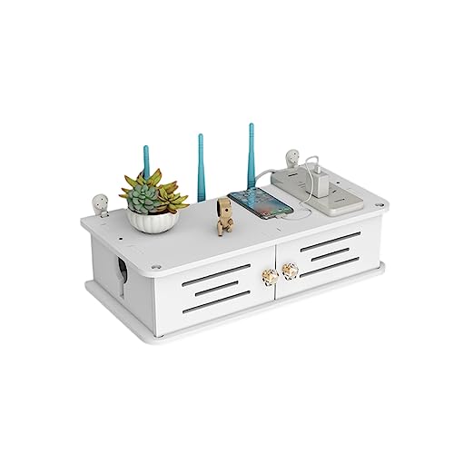 XPSHP25112 Kabelbox Drahtlose WiFi Router Lagerung Box Wand Hängen Stecker Bord Halterung Kabel Organizer Wohnzimmer Holz PVC Panel Regal DIY Wohnkultur Kabelmanagement(40cm) von XPSHP25112