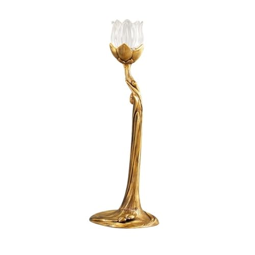 XPSHP25112 Kerzenhalterteller Messing Glas Kerzenständer High-End-Ornamente Home Atmosphäre Licht Luxus dekorative Kerzenhalter für Raumdekoration(Groß) von XPSHP25112