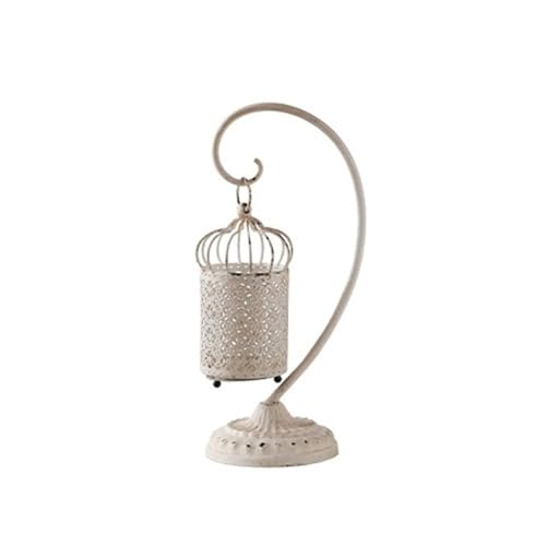XPSHP25112 Kerzenhalterteller Retro Alten Vogelkäfig Schmiedeeisen Leuchter Dekorative Kerze Stehen for Tisch Hochzeit Dinning Party für Raumdekoration(Weiß) von XPSHP25112