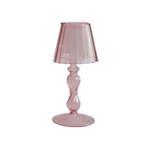 XPSHP25112 Kerzenhalterteller Retro Tisch Lampe Stil Glas Kerze Halter Hause Dekoration Persönlichkeit Ornamente für Raumdekoration(Pink) von XPSHP25112