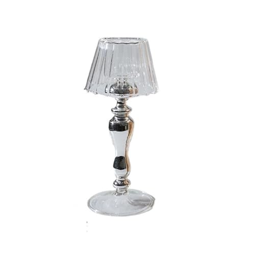 XPSHP25112 Kerzenhalterteller Retro Tisch Lampe Stil Glas Kerze Halter Hause Dekoration Persönlichkeit Ornamente für Raumdekoration(Silver) von XPSHP25112