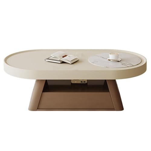 XPSHP25112 Rustikaler Beistelltisch Moderner runder Couchtisch mit Stauraum, Mitteltisch, niedriger for das Wohnzimmer for Sitzen auf dem Boden für die Inneneinrichtung von XPSHP25112