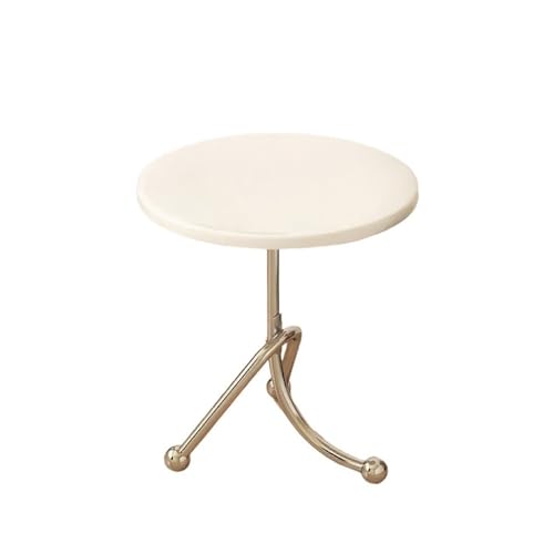 XPSHP25112 Rustikaler Beistelltisch Retro Kleiner Teetisch Runder Tisch Sofa Beistelltisch Balkon Erkerfenster Nachttisch Lagerregal für die Inneneinrichtung(Weiß,Klein) von XPSHP25112