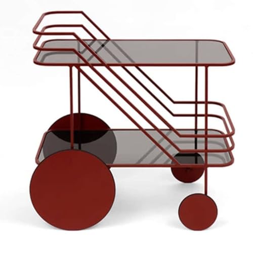 XPSHP25112 Rustikaler Beistelltisch Sofa Beistelltisch Trolley Lagerregal Snack-Aufbewahrung Handgeschoben Servierwagen Wohnzimmer Esszimmer für die Inneneinrichtung(Red) von XPSHP25112