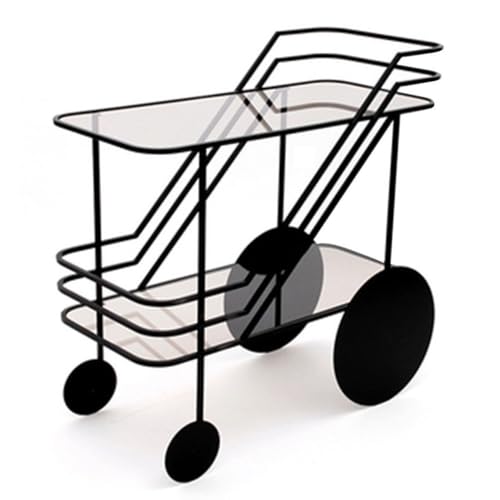 XPSHP25112 Rustikaler Beistelltisch Sofa Beistelltisch Trolley Lagerregal Snack-Aufbewahrung Handgeschoben Servierwagen Wohnzimmer Esszimmer für die Inneneinrichtung(Schwarz) von XPSHP25112