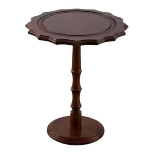 XPSHP25112 Rustikaler Beistelltisch Vintage Landhausstil geschnitzt rund Sofa Beistelltisch Freizeit Couchtisch Desserttisch Ecktisch für die Inneneinrichtung(Klein) von XPSHP25112
