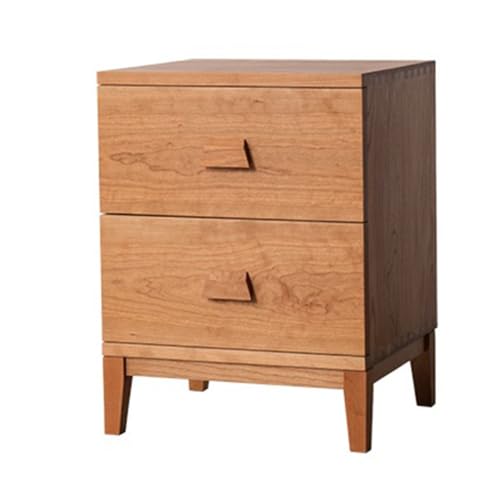 XPSHP25112 Schubladenkommode Nachttisch aus Holz im Retro-Wabi-Sabi-Stil, Aufbewahrungsschrank mit Zwei Schubladen, schlicht, Mini-Quadrat(Natural) von XPSHP25112