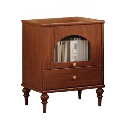 XPSHP25112 Schubladenkommode Vintage Holz Nachttisch Glastür Schlafzimmer Lagerschrank Lagertisch mit Schublade(Natural) von XPSHP25112