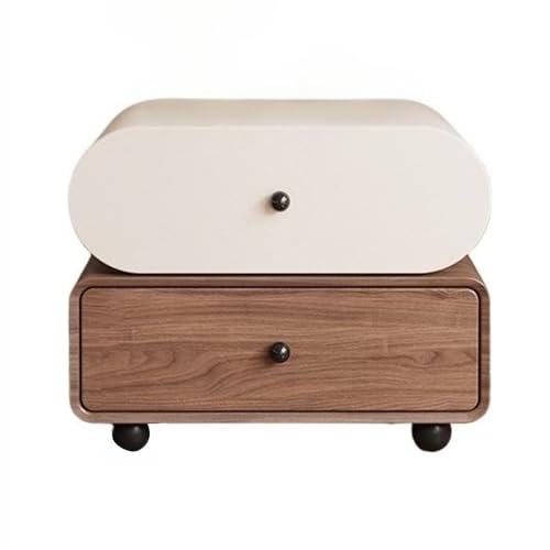 XPSHP25112 Schubladenkommode Vintage Nachttisch aus Holz, moderner und einfacher Leder mit Schubladen, Aufbewahrung for Zuhause Schlafzimmer(Bruin) von XPSHP25112