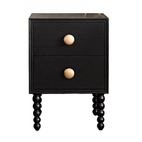 XPSHP25112 Schubladenkommode Vintage Nachttisch mit Schubladen Kleiner Schlafzimmerschrank Perlenförmige Tischbeine(Schwarz) von XPSHP25112