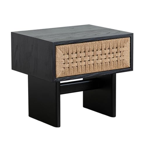 XPSHP25112 Schubladenkommode Vintage Rattan Nachttisch Schrank mit Schublade Sofa Seite Wohnzimmer Schlafzimmer(Schwarz) von XPSHP25112