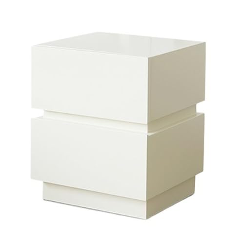 XPSHP25112 Schubladenkommode Weißer moderner minimalistischer Nachttisch for Schlafzimmer, Nachttisch-Organizer mit Zwei Schubladen von XPSHP25112