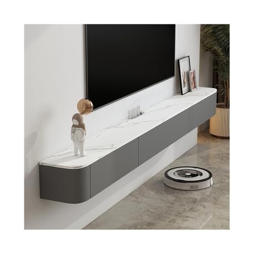 XPSHP25112 TV-Ständer Schwebender TV-Ständer mit Stauraum, an der Wand montierte schwebende Medienkonsole mit Rockboard-Desktop for Unterfernseher, moderner Stil Wohnzimmermöbel(Grigio,240x24x19cm) von XPSHP25112