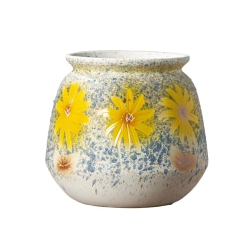 XPSHP25112 Zimmerpflanzentopf Handgeschnitzter grüner Blumentopf, großer Vintage-Blumentopf aus Keramik for Sukkulenten, Zur Balkondekoration von XPSHP25112