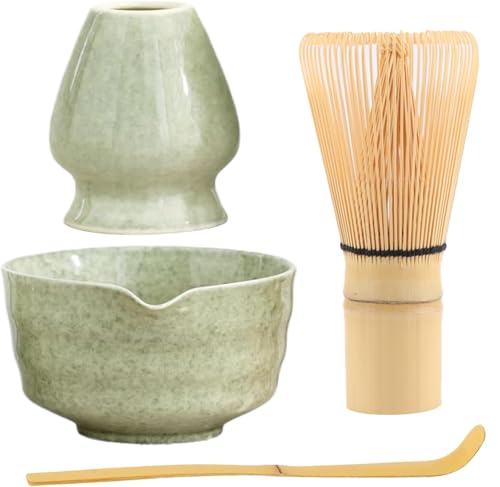 XPSSJMU Matcha-Set, Matcha-Rührer, Matcha-Rührer, Matcha-Rührer-Set, Keramik-Matcha-Set inklusive Matcha-Schüssel mit Ausgießer, Matcha-Rührer-Ständer und Bambuslöffel, bestes Geschenk für Ihre Lieben von XPSSJMU