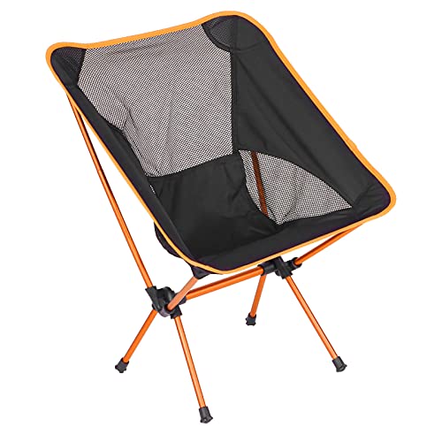 XPSSJMU Tragbarer Stuhl, Faltbarer Outdoor-Stuhl aus Aluminiumlegierung, Mit Aufbewahrungstasche, Für Camping-Grillfischen, Kleine Größe nach Dem Zusammenklappen, Bequem Und Schnell Trocknend(Orange) von XPSSJMU