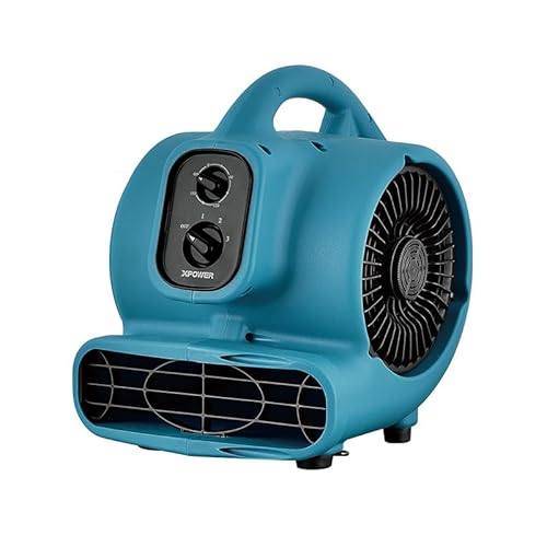 XPower Mighty Centrifugal Air Mover, Carpet Dryer, Floor Fan, Blower, Stackable, Daisy Chain, for Water Damage Restoration, Janitorial, Plumbing, Home Use (Blau, P-250T 700CFM) von XPower