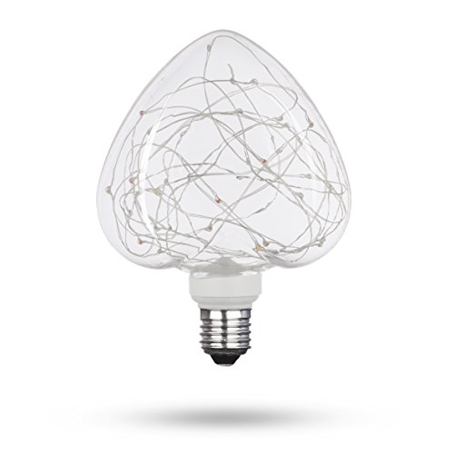 XQ-lite LSO-04031 LED-Leuchtmittel STARRY dekorative Lichterkette in herzförmiger Glühbirne, 50 lm, Glas, E27, 1.5 W, 19 x 13.2 x 8.3 cm von Xqlite