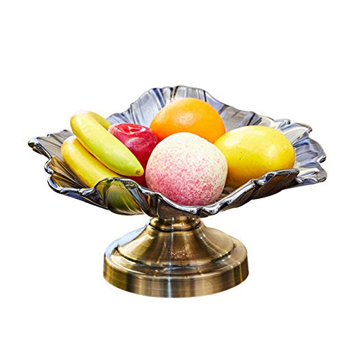 Metall Obstschale, Große Schale Verchromt, Als Dekorativer Hingucker Für Mehr Platz Auf Der Arbeitsplatte, Verchromtes Metall + Verdicktes Glas, 30 X 30 X 17 Cm von XQHD