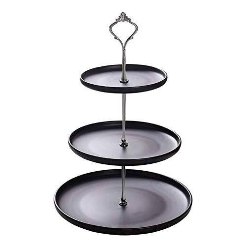 Moderner 3 Stöckig Obst Etagere, Keramik Schwarz Küchenampel Für Mehr Platz Auf Der Arbeitsplatte, Kitchen Craft, 15 X 20 X 25 X 37 Cm,Silver von XQHD