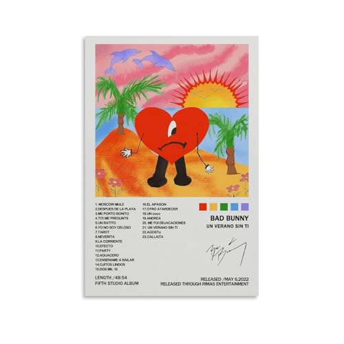 XQHMEP Bad Poster Bunny Album Un Verano Sin Ti Poster Leinwand Wandkunst für Zuhause Wohnzimmer Schlafzimmer Dekor Gemälde 30 x 45 cm Ungerahmt von XQHMEP