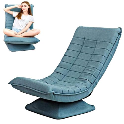 Living Room Bedroom Floor Chair with 360°Rotating Base and with 3-Angle-Adjustable Backrest 90°-135°,Folding Recliner Chair,Maximum Load of 150 kg,Lazy Sofa for Living Rooms and Offices,Blue von XQIDa durable