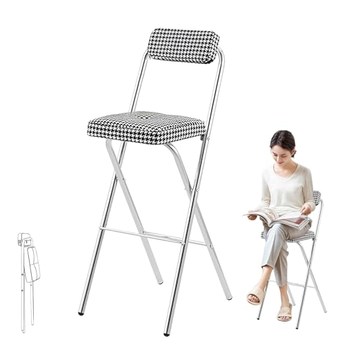 XQJLBZA Barhocker Klappbar mit Rückenlehne, PU-gepolsterter Tresenstuhl, Hoher Klappstuhl für Erwachsene, Küche, Outdoor, Camping, Tragkraft 100KG(Multi-Colored,75cm/30inch) von XQJLBZA