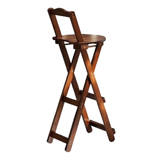 XQJLBZA Klappbarer Bambus Barhocker, Tragbarer Küchen Esszimmerstuhl mit Rückenlehne und Fußstütze(Walnut,75cm/30in) von XQJLBZA