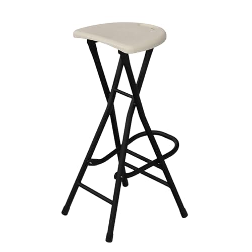 XQJLBZA Klapphocker Campinghocker Ohne Rückenlehne, Tragbarer Barhocker aus Kunststoff für den Außenbereich mit Griff und Fußstütze zum Angeln, Wandern oder Gärtnern(White) von XQJLBZA