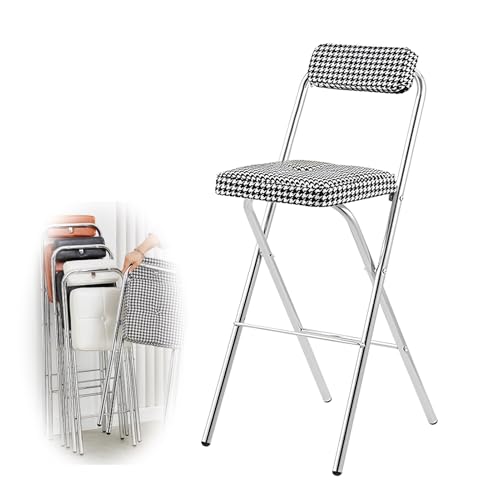 XQJLBZA Tragbarer Klapphocker, 55 cm Sitzhöhe, Quadratischer Gepolsterter Tresenhocker Klappstuhl mit Rückenlehne und Fußstütze für Picknick, Gartenparty im Freien(Multi-Color) von XQJLBZA